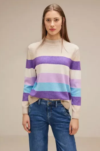 Pull col montant rayé multicolore Street One