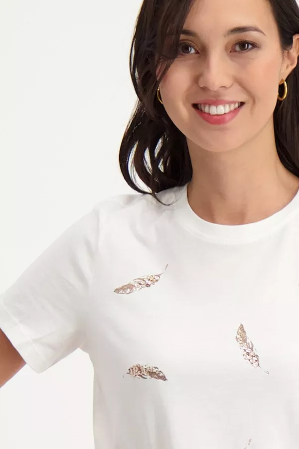 T-shirt en coton avec sequins KITA Only