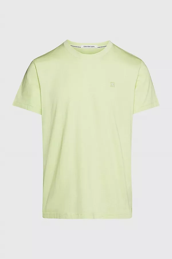 T-shirt uni en coton avec badge à la poitrine Calvin Klein