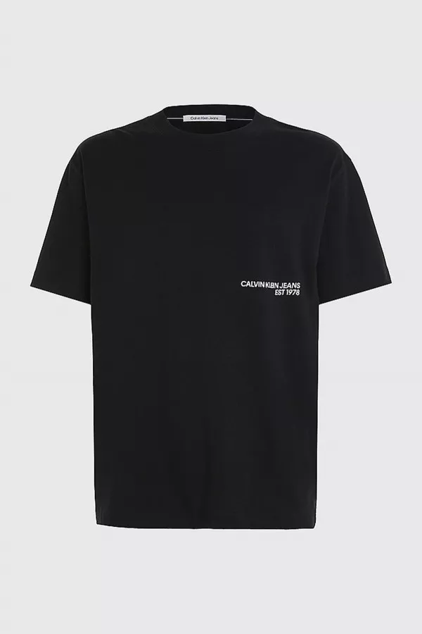 T-shirt uni avec impression à la poitrine et au dos Calvin Klein