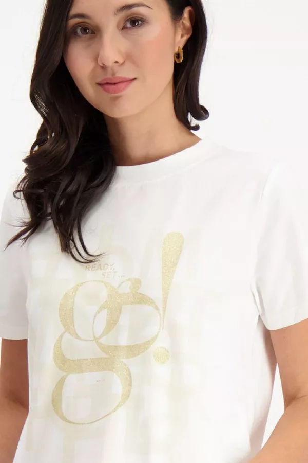T-shirt avec impression devant et lurex en coton stretch Signe Nature