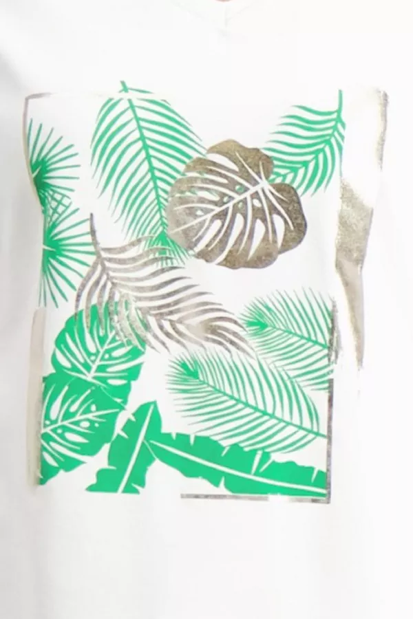 T-shirt uni avec impression et lurex en coton stretch Signe Nature