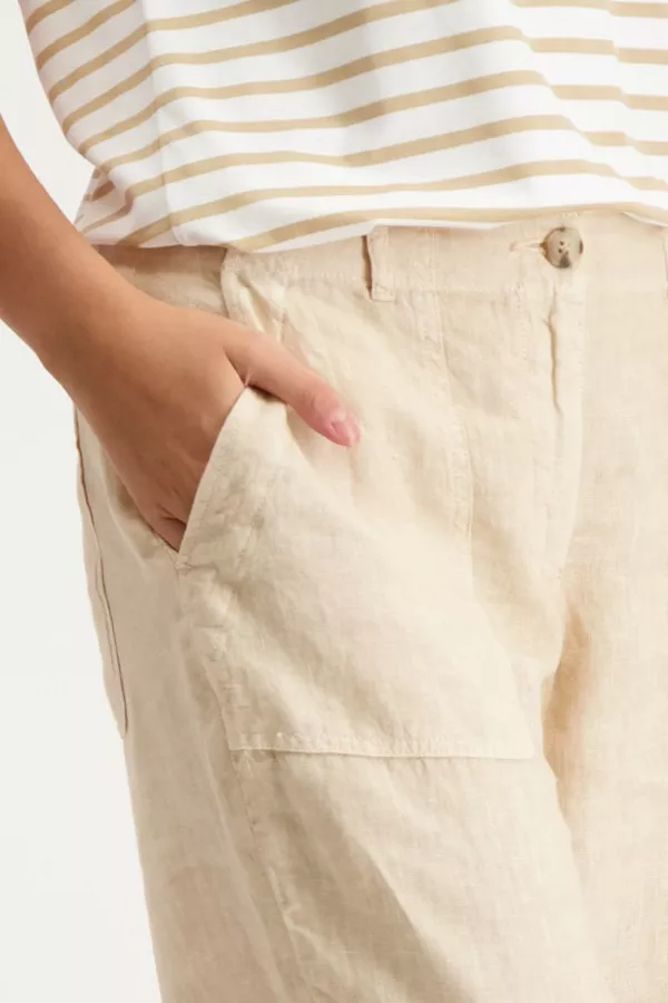 Pantalon uni en lin avec poches Signe Nature