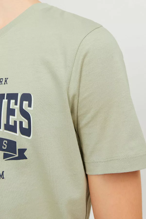T-shirt uni avec impression devant en coton LOGO Jack & Jones
