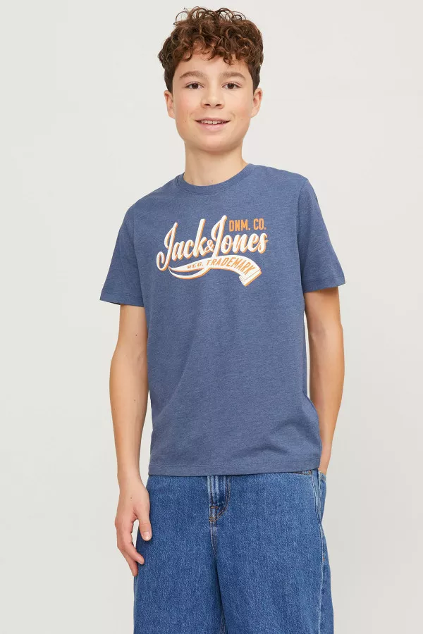 T-shirt uni avec impression devant en coton LOGO Jack & Jones