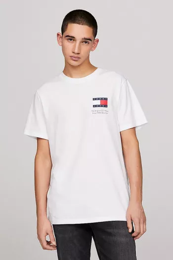 T-shirt manches courtes en coton avec logo à la poitrine Tommy Hilfiger