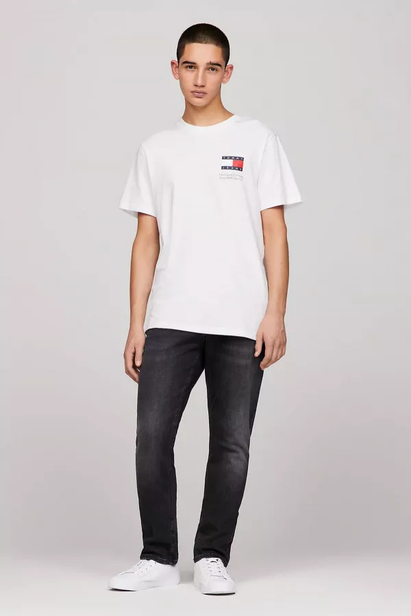 T-shirt manches courtes en coton avec logo à la poitrine Tommy Hilfiger