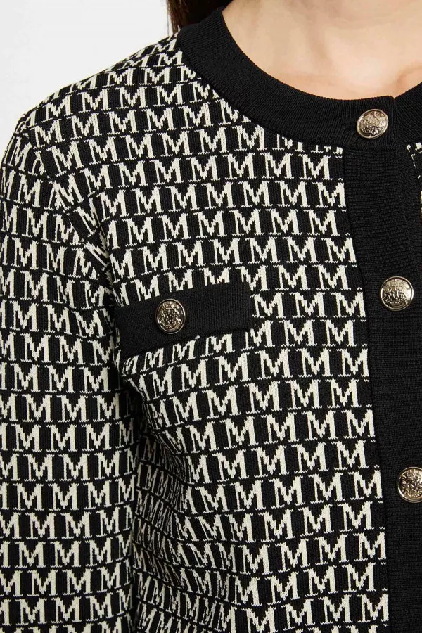 Cardigan boutonné imprimé monogramme Morgan