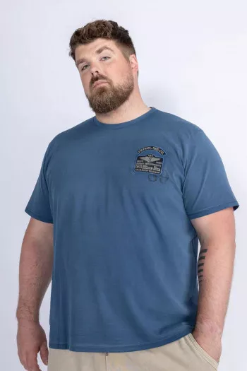 T-shirt en coton avec badge à la poitrine Petrol