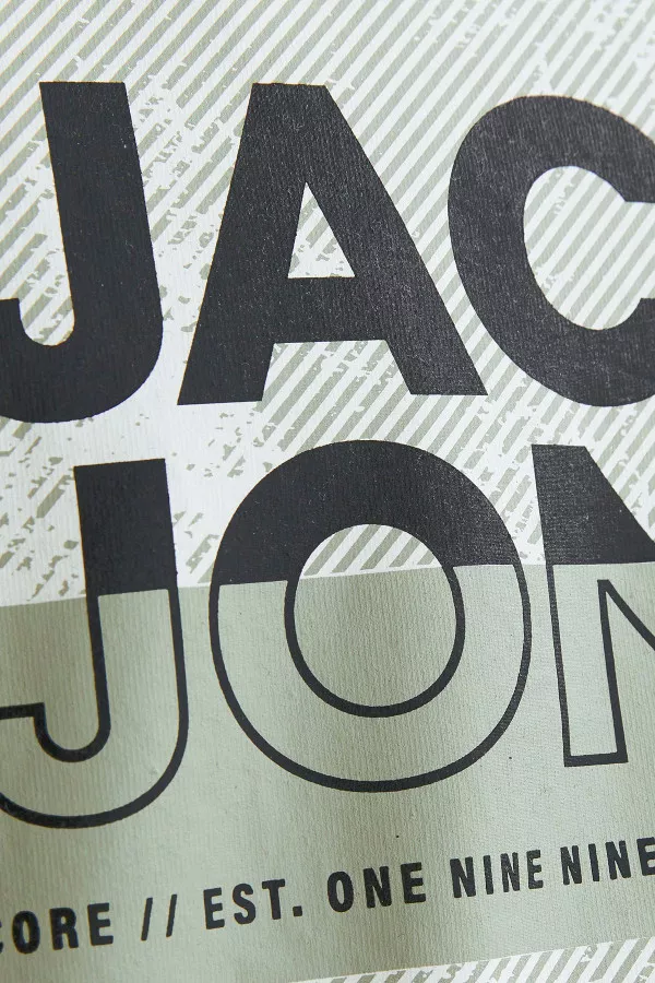 T-shirt uni en coton avec impression devant LOGAN Jack & Jones