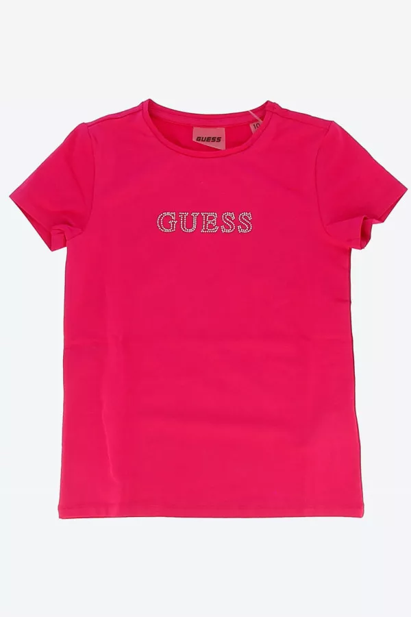 T-shirt en coton stretch avec logo en strass Guess