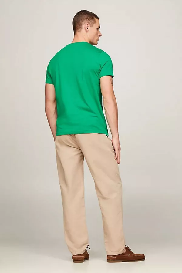 T-shirt uni en coton avec broderie sur le devant Tommy Hilfiger