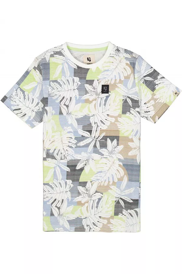 T-shirt en coton col rond imprimé botanique Garcia