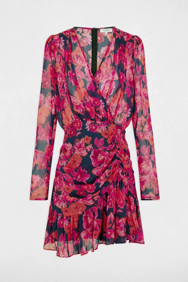 Robe courte en voile imprimée floral Morgan