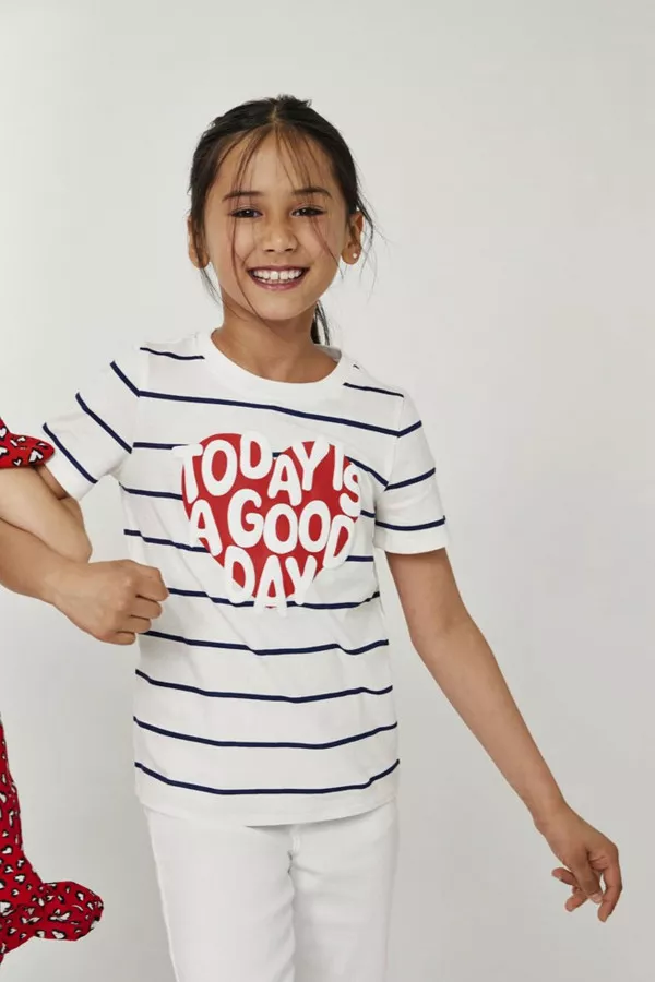 T-shirt en coton uni ou rayé avec impression Only Kids