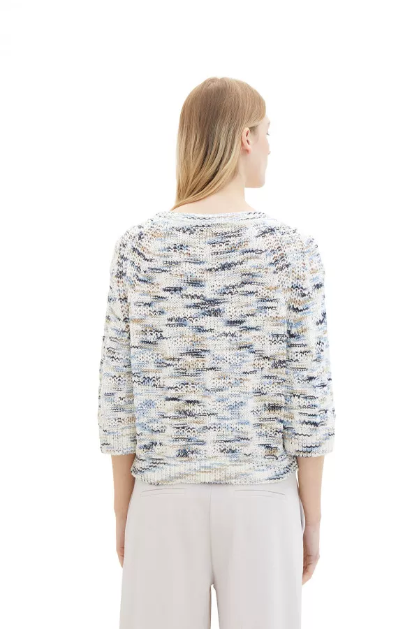 Pull manches 3/4 en maille multicolore Tom Tailor