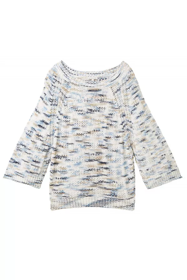 Pull manches 3/4 en maille multicolore Tom Tailor