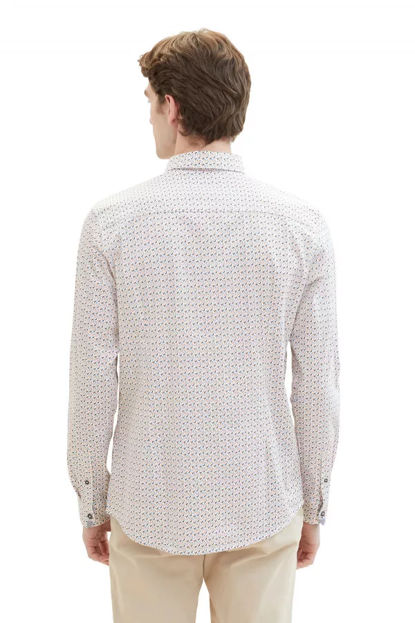 Chemise imprimée minimaliste en coton stretch Tom Tailor