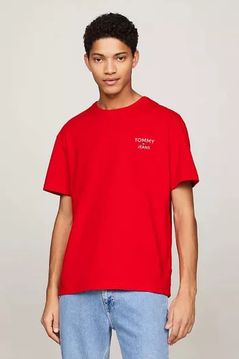 T-shirt uni en coton avec impression Tommy Hilfiger