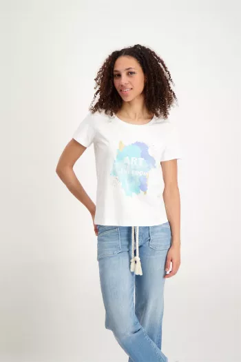T-shirt en coton uni avec impression HAILEy Vero Moda