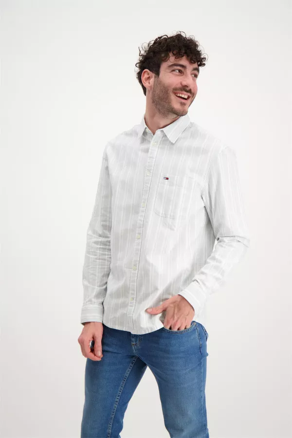 Chemise Regular rayée en coton avec poche poitrine Tommy Hilfiger