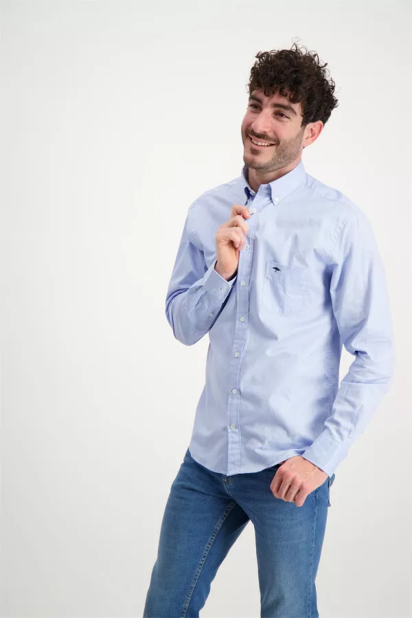 Chemise en coton imprimée minimaliste avec poche poitrine Fynch Hatton