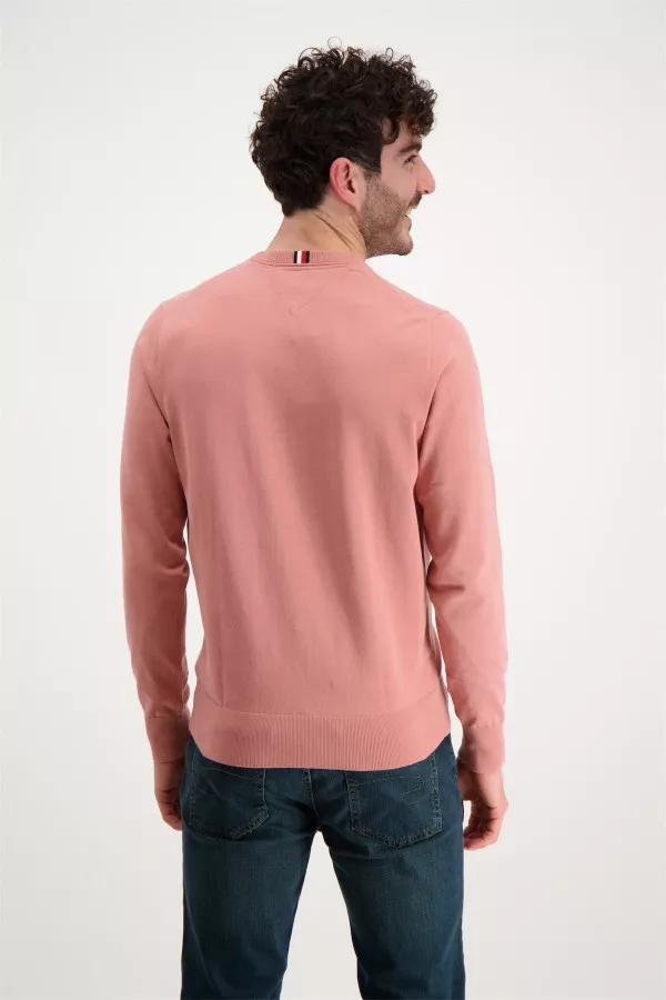 Pull manches longues uni avec broderie poitrine Tommy Hilfiger