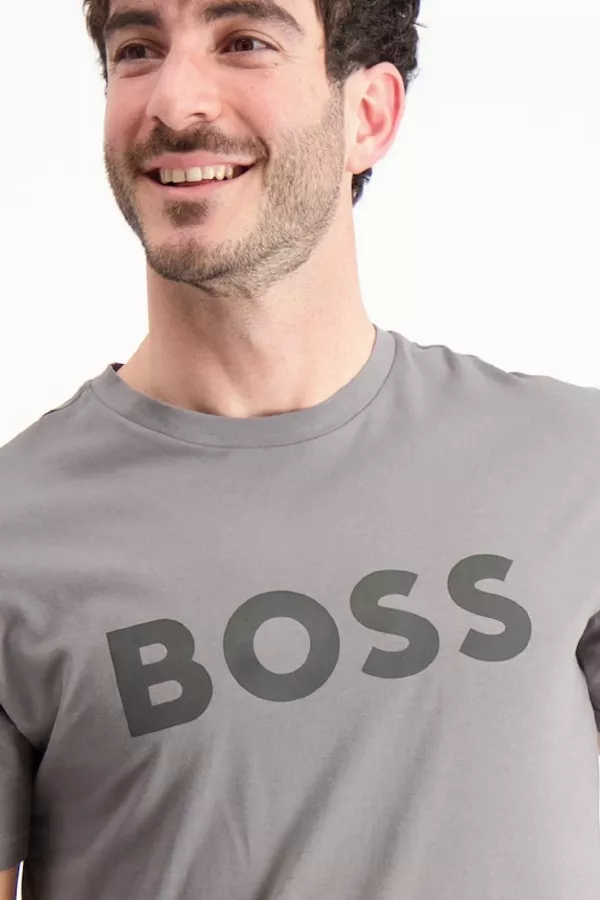 T-shirt en coton avec impression devant Boss