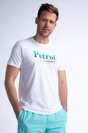 T-shirt uni avec impression devant en coton Petrol