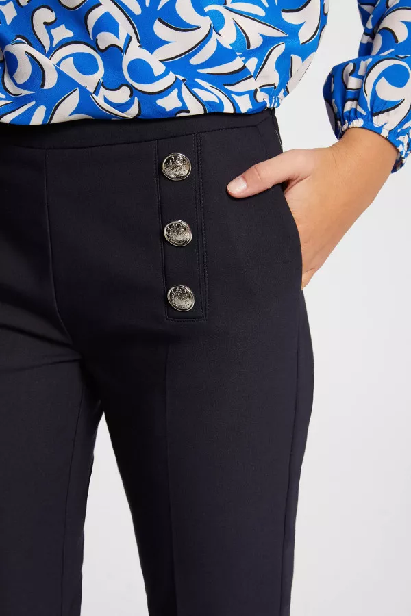 Pantalon habillé avec boutons décoratifs sur le devant Morgan