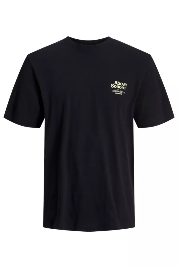 T-shirt uni en coton avec impression poitrine et dos Jack & Jones