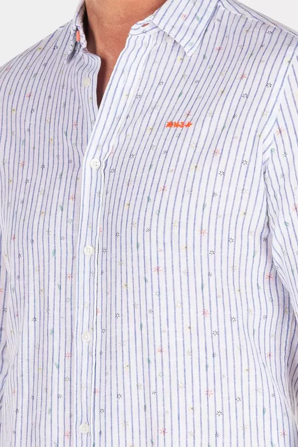 Chemise rayée avec imprimé minimaliste manches longues NZA