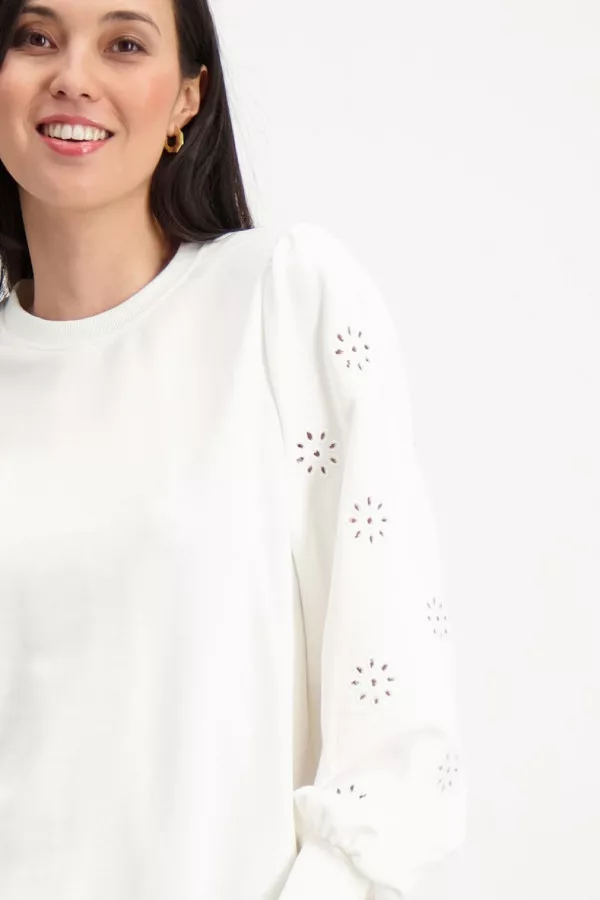 Sweat manches longues avec broderie anglaise Only