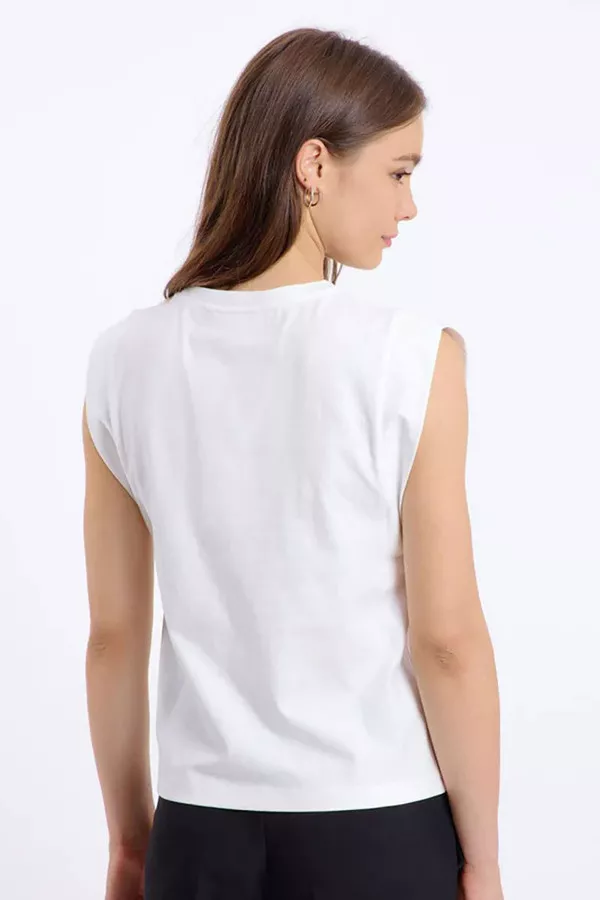 T-shirt uni en coton avec impression devant Artlove