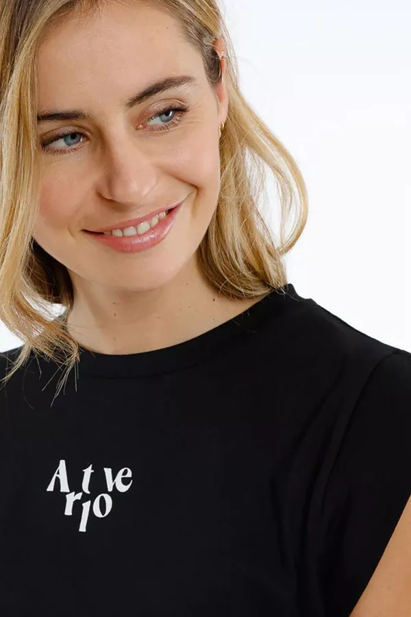 T-shirt uni en coton avec impression devant Artlove