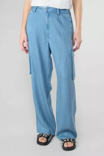 Pantalon cargo en jean avec poches rabat Le temps des Cerises