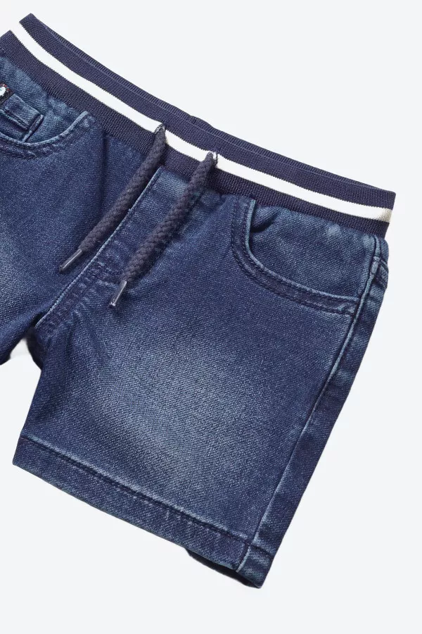 Short uni en jean taille élastique avec cordons de serrage Mayoral