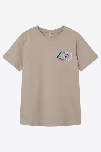 T-shirt en coton uni avec impression devant et derrière Name it
