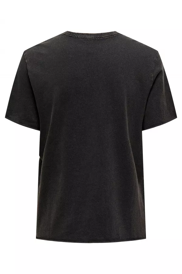T-shirt uni ou délavé en coton avec impression devant Only