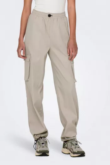 Pantalon cargo uni avec poches et cordons de serrage Only