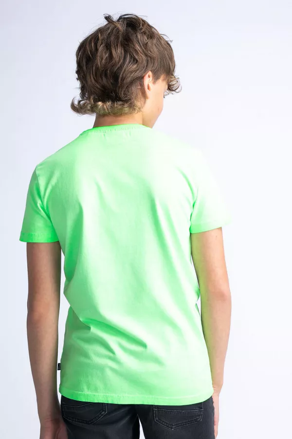 T-shirt délavé en coton avec impression poitrine Petrol