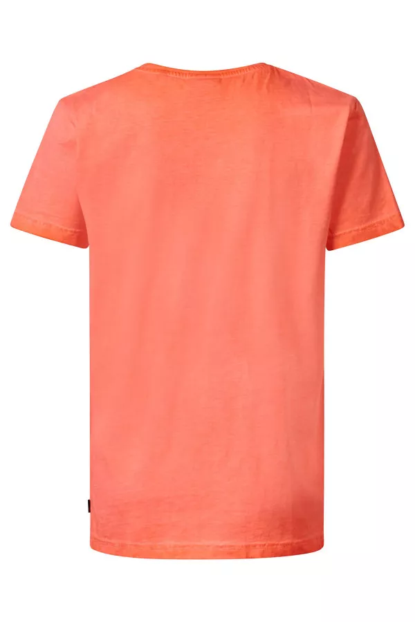 T-shirt délavé en coton avec impression poitrine Petrol