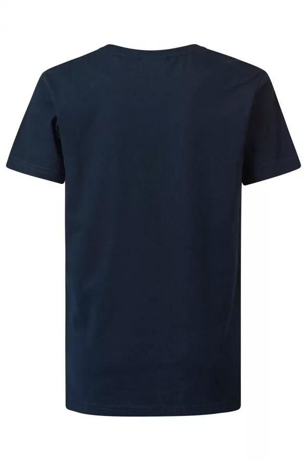 T-shirt uni en coton avec impression poitrine Petrol