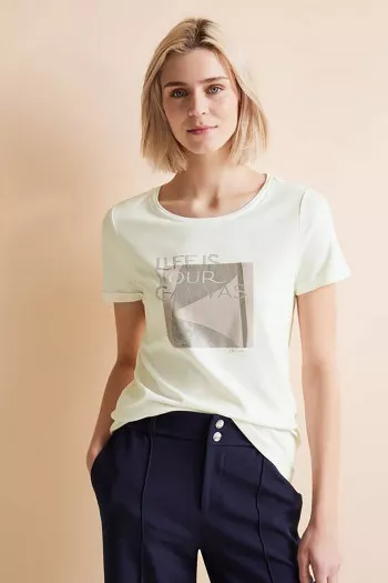 T-shirt uni en coton avec impression Street One
