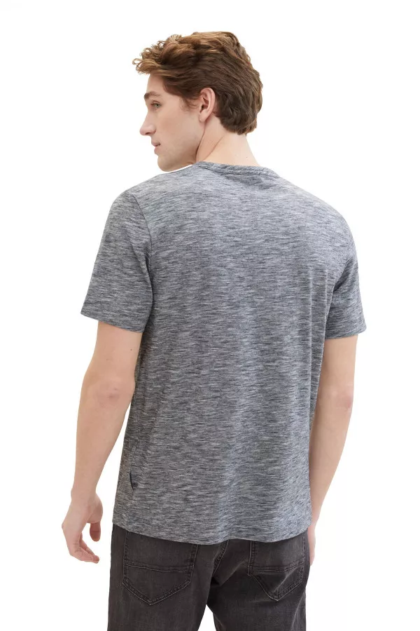 T-shirt chiné avec poche poitrine en coton Tom Tailor