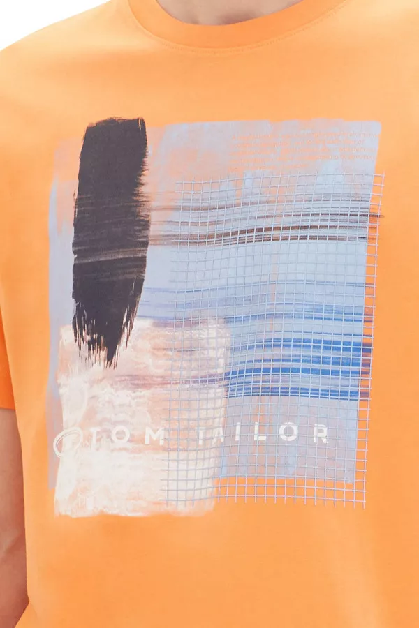 T-shirt en coton avec impression devant Tom Tailor