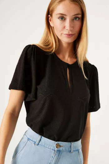 T-shirt manches courtes en broderie anglaise Garcia
