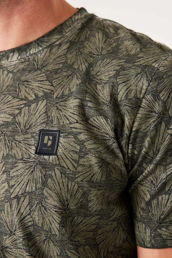 T-shirt imprimé en coton avec badge poitrine Garcia