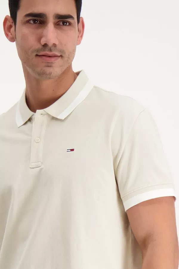 Polo uni avec bords contrastants en coton piqué Tommy Hilfiger