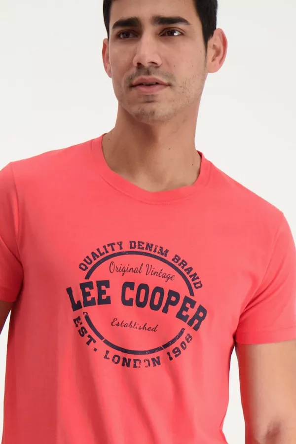 T-shirt uni en coton avec impression devant Lee Cooper